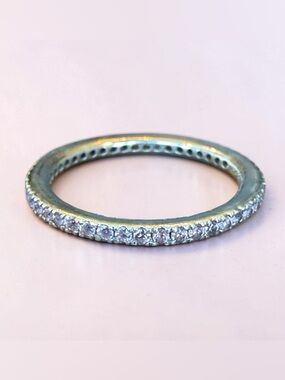 HIDALGO QVC Fine Stackable CZ Eternity Wedding Ring Band Sz 6 Sterling 925